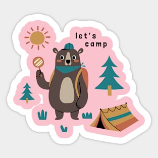 Let's camp cute bear illustration Sticker